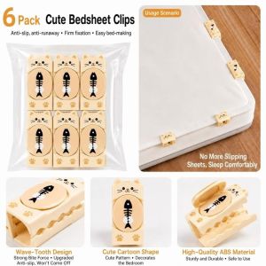 OWNNEW 6Pcs An toàn Kẹp cố định ga trải giường Không có chốt Có thể tái sử dụng Kẹp giữ ga trải giường Chống trượt Chống trơn trượt Dụng cụ cố định ga trải giường Trang chủ