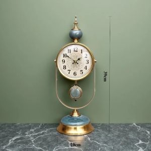 FFBH Retro Table Clock Living Room Desktop Decor Luxury Silent Clocks Aesthetic Art Creative Nordic Table Clock Interior Ornaments 3M8Q4