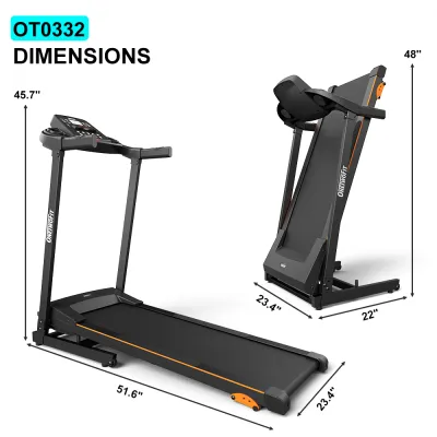 OneTwoFit Smart Treadmill Electric Foldable Treadmill 2.5 HP Power with LCD display&Cup Holder Maximum load 110kg family exercise portable treadmills Heavy Duty machine With Cardio OT0332-04