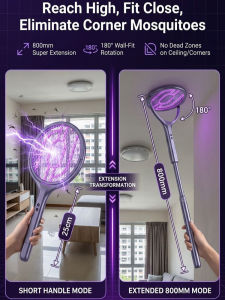 Multi-functional Telescopic Rotating Wall-Mounted Electric Mosquito Swatter