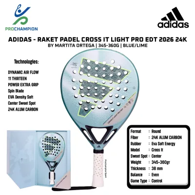 Raket Padel ADIDAS Cross It Light Pro Edt 2026 Martita Ortega 345-360 Blue Lime