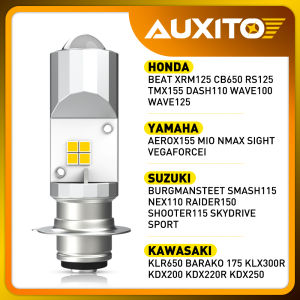 AUXITO 1PC T19 H4 H6 LED Motorcycle Headlight P15D 9003 LED Waterproof White And Yellow Dual Color 9-30V