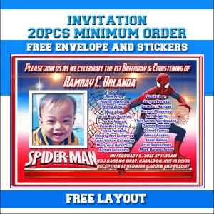 SPIDER-MAN Invitation (FreeLayout) 3r size party birthday christening baptism baby kids boys