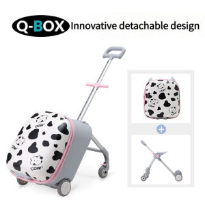 【SG Local Seller】QBOX Kids Luggage 20inch Travel Luggage Childrens suitcase Foldable Trolley Childrens Seat