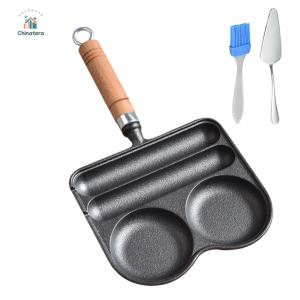 Nonstick Cast Iron 4-Cup Sausage and Omelette Pan for Easy Egg and Pancake Cooking in Kitchen