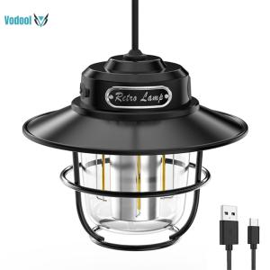 LED Hanging Lantern Vintage 200LM Portable Camping Light Stepless Dimming Type-C USB Rechargeable for Outdoor Adventure [Vodool Official Center]