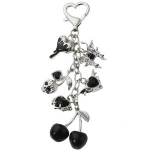 Lấp lánh 3D Cherry móc khóa có hạt trang trí phụ kiện thời trang Bowknot ngọc trai vòng chìa khóa xách tay trang trí túi cho phụ nữ