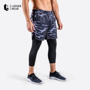 Celana 2 in 1 Legging Baselayer Manset Panjang Sebetis Olahraga Sport Leging Ketat Compression Long Pants Dry Fit Running Training Jogging Lari Gym Fitness Pria