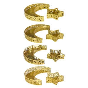 2pcs Trung Đông sắt tấm độc đáo crescents mặt trăng lâu đài sắt Khay phục vụ cho Trung Đông decors