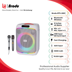 Speaker BTS-2801 Brodu 8 inch Bluetooth Speaker With Rechargeable Wireless Microphone