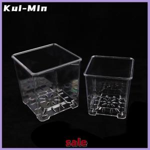 Kui-Min กระถางดอกไม้อะคริลิคใสทรงสี่เหลี่ยมกระถางต้นไม้บอนไซระบายอากาศได้สำหรับตกแต่งสวนลานห้องนั่งเล่นระเบียง