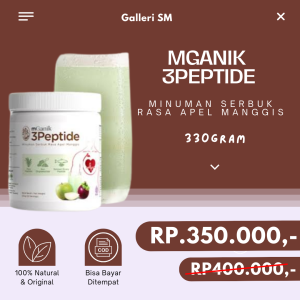 Mganik 3Peptide Suplemen Kardiovaskular untuk Hipertensi Jantung Minuman Serbuk Rasa Apel Manggis 1 Tub 330gr Original