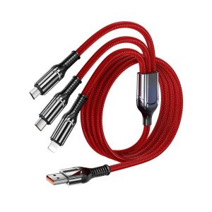 AU Foreign Trade 120W Super-fast charging 3-in-1 data cable high-end smart digital display car charger with three ports