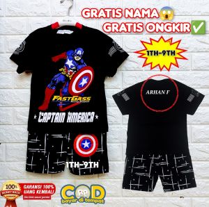PROMO!!! GRATIS STIKER NAMAGRATIS ONGKIR 1TH-9TH SETELAN CAPTAIN AMERICASPIDERMANIRON MAN SUPERHIRO SETELAN PENDEK/SETELAN ANAK/PIYAMA ANAK/TOPENG SUPERHERO