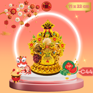 Tháp tỏi ông Địa ngọc thực túi vàng song cá phong thủy - TỎI CÁT TƯỜNG