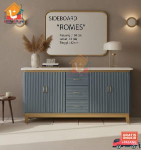 KLIKFURNITURE Sideboard Cupboard Lemari Bufet TV Meja Ruang Tamu Dining Room Living Room Kota ROMES 160 cm