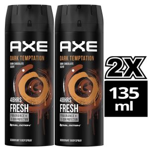 [2 PIECES] Axe Choco Dark Temptation Body Spray 135mL Chocolate Deodorant Fragrances Men Long Lasting Scent [SAVE P170]