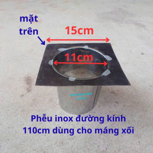 Phễu inox thoát nước máng xối cho nhà  xưởng  kích thước 110mm