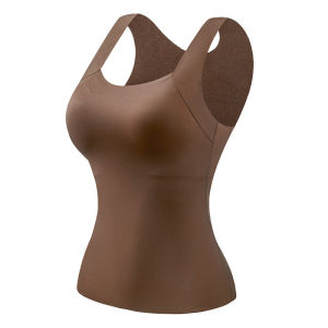 M-XL For 40-70kg Autumn Winter Seamless Cloud Nude Feel Skin Bottom Thermal Warm Vest For Women Fixed Cup Skin Care Bottoming Underwear