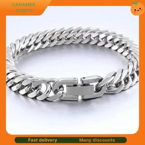 ❣️❣️❣️ 18 19 20 21MM Width Stainless Steel Cuban Chain Bracelets For Men Silver Color Fashion Hip Hop Male Boy