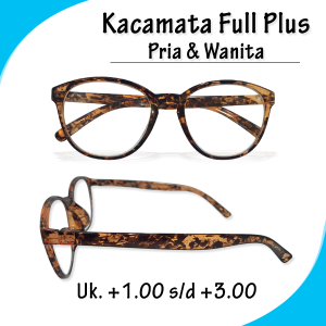Kacamata Full Plus Baca (Rabun Dekat) Tersedia Ukuran +1.00 s/d +3.00 Frame model Oval Corak Coklat Kilap Cocok PRIA WANITA - BISA COD