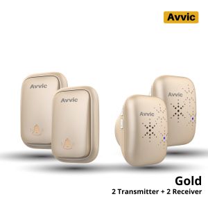 Avvic DB206 Bell Pintu Rumah Wireless Doorbell Waterproof 2 Transmitter 2 Receiver EU Plug 38 Nada
