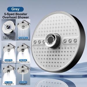 ✅2026 NEW✅JOMO Rain Shower Head High Pressure Shower Head 5 Mode 175mm Air Boost Handheld