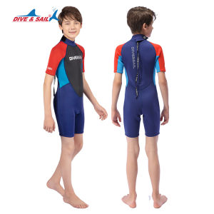 Dive-sail 2.5mm Wetsuit Keep Warm One-piece Short-sleeved Wetsuit for Teenagers Surfing Swimming Snorkeling Diving Suit