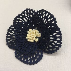 0382_1pcs 4.5cm Polyster Fabric Flower Navy Blue Patches for Sew Glue DIY Craft Fashion Wedding Applique