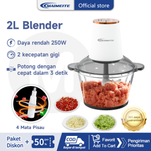 MAIMEITE Blender 2L Chopper Kaca Penggiling Daging Multifungsi Penggiling Mixer Elektrik 250W