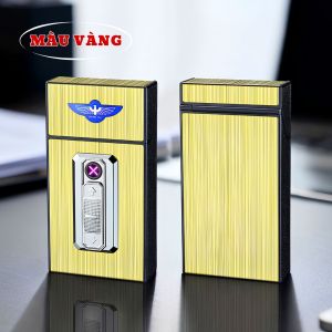 ( TRÙM SỈ HCM ) bật điện plasma kiêm hộp đựng thuốc điếu dài slim cao cấp đề được 20 điếu chống nước full box