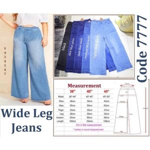 Palazzo Denim Women Plus Size Pants Wide Leg Jeans 2XL-5XL