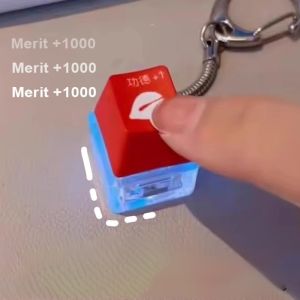 Merit +1 Muyu Deion Keychain Mechanical Keyboard Button Keyring Fingertip Key Cap Pendant Antistress Toy Boutique
