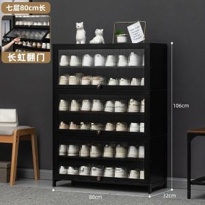Bamboo+acrylic Shoe Cabinet With Door Storage Cabinet 11/9/7 Layer Book Shelf Shoe Rack for home