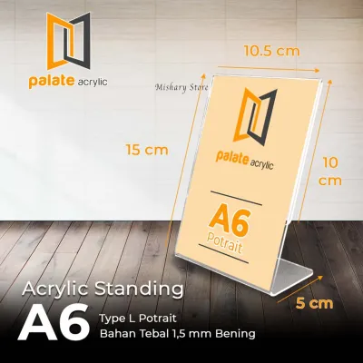 Tent Akrilik Brosur Stand A6 Ukuran 15x10cm Tipe L Potrait