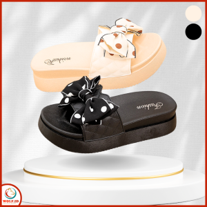 Wolf.id SPT-35 Sandal Selop Wanita Import Model Pita Polkadot Slip On Santai Kekinian Woman Trendy Sandals Lucu [BISA COD]