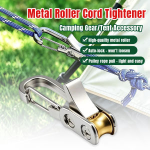 Talao Metal Roller Cord Tightener Cam Buckle Rope Lock Tension Tool for Camping Tent Tarp Tie‑Down 1Pc