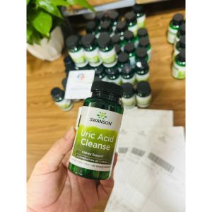 Viên Uống Swanson Uric Acid Cleanse Hỗ Trợ Ngăn Ngừa Bệnh Gout Tăng Cường Chức Năng  Gan & Thận 60V - - Giúp giảm tình trạng viêm và hỗ trợ xương khớp. Các thành phần thảo dược như nghệ và tart cherry và kế sữa có tác dụng chống viêm hỗ trợ giảm đau nhứ