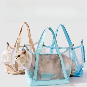 EHTYR Breathable Mesh Cat Carrier Large Space Ultralight Portable Pet Shoulder Bag Comfortable Detachable Sling Pet Outing Tote Bag Puppy