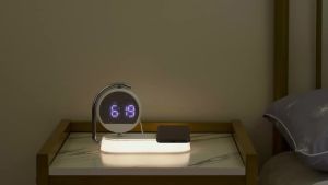 มัลติฟังก์ชั่ไร้สายชาร์จ Pad ยืนนาฬิกา LED โคมไฟตั้งโต๊ะไฟกลางคืน15วัตต์สถานีชาร์จอย่างรวดเร็ว D Ock สำหรับ ซัมซุง