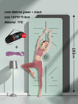 Authentic TPE Non Slip Yoga Mat 6mm + yoga bag & strap with Position Line For Fitness Gymnastics finistic