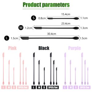 3Pcs 2in1 silicone slim scraper spoon spatula / mixing / stirring / sendok aduk minuman Sendok Spatula Kecil Kepala Ganda Untuk Menggali Lipstick Krim Mata Wajah ohmylittlething