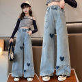 Jeans for Girls New Wide Leg Pants for Kids 6-16yrs Trousers Fashion Loose Casual Denim Pants Jeans Aesthetic Hight Waist Baggy Pants Teens Girls Korean Style Childrens High Quality Pants. 