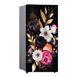 Walpaper Stiker Kulkas 1 Pintu Ukuran 120cm x 60 cm Motip Bunga cetak Sendiri Bisa COD