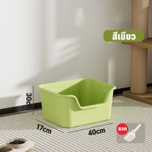 [🐾RedPanda]60/50/40CM กล่องครอกแมว ห้องน้ําแมวขนาดใหญ่ กระบะทรายแมว  พร้อมที่ตัก พื้นที่ขนาดใหญ่ การออกแบบรั้วสูง ป้องกันการกระเด็นของทราย กระบะทรายแมวขนาดใหญ่