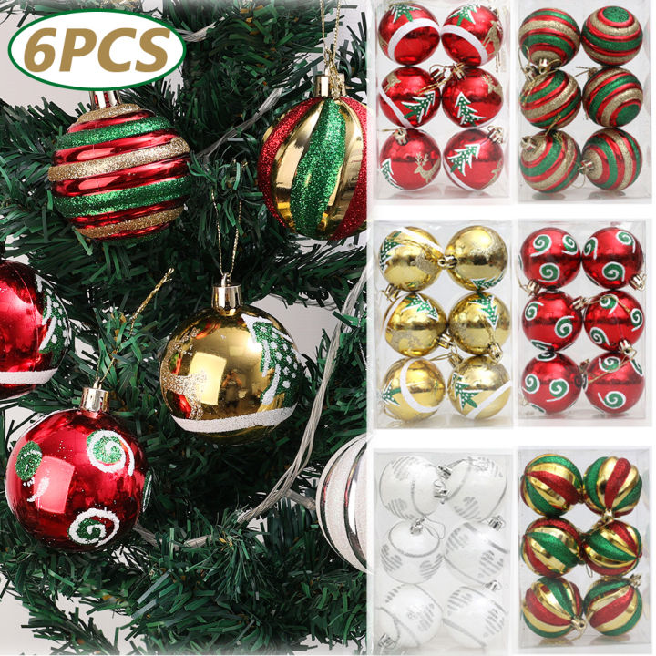 【Ready Stock】6 PCS Christmas Ball Ornaments Xmas Tree Hanging Pendant