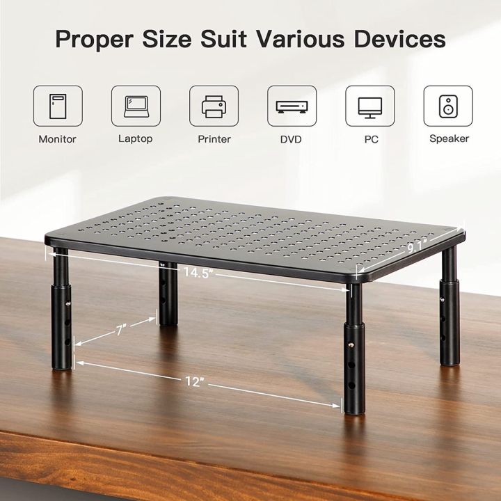 Monitor Stand Riser 3 Height Adjustable With Mesh Platform Iron Plate ...