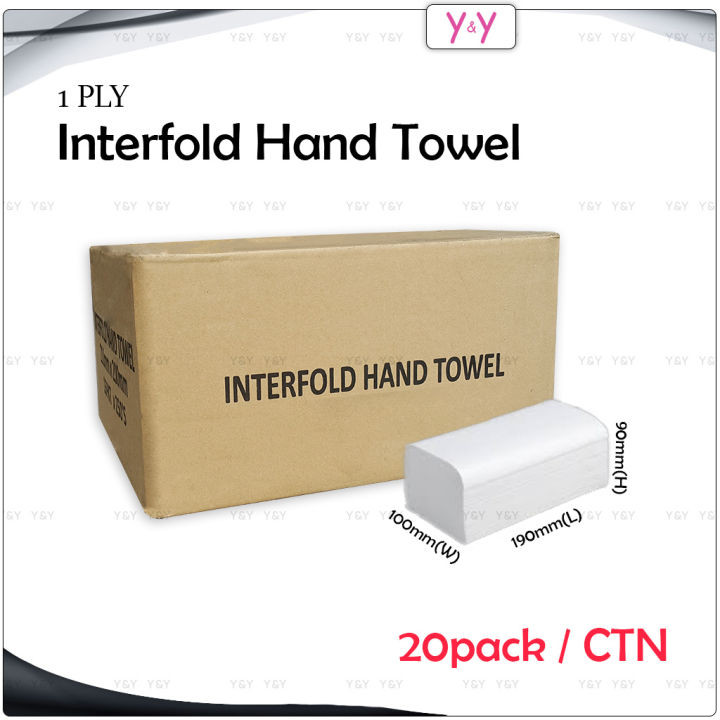 [1 Ctn X 20 Pack] 1 Ply Interfold Hand Towel Tissue Tissue Paper Virgin Pulp Tissue Tisu