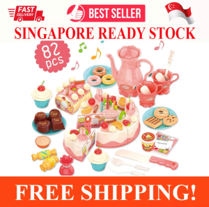 CUTTING BIRTHDAY CAKE TOYS PRETEND PLAY FOR KIDS LIGHT AND MUSIC 82 PCS DIY PRETEND CAKE SET WITH CANDLES DESSERT DOUNT EDUCATIONAL TOYS FOR KIDS PRETEND PLAY FOOD FOR TODDLERS