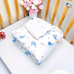 Chăn chần bông muslin cho bé chăn hạt đỗ mềm mại bông nhẹ giữ ấm cho bé